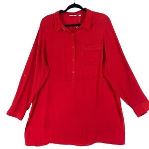button down red tunic blouse top shirt loose fitting size xxl REITMANS